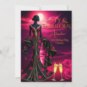 Fabulous Verjaardag Moonlight Beach Zwart Roze Gou Kaart (Voorkant)