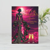 Fabulous Verjaardag Moonlight Beach Zwart Roze Gou Kaart (Staand voorkant)