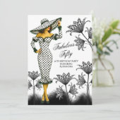 Fabulous Verjaardag Polka Dot Vrouw Zwart Wit Kaart (Staand voorkant)