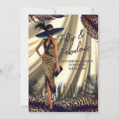 Fabulous Verjaardag Vrouw Zwart Goud Luipaard veer Kaart (Voorkant)