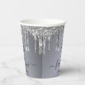 Fabulous verjaardag zilveren glitter naam papieren bekers (Rechts)