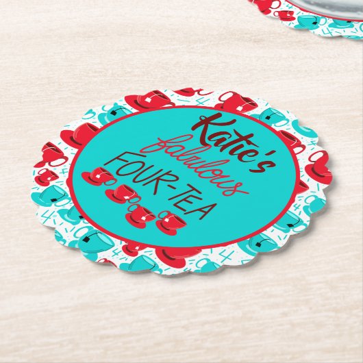 Fabulous vierenveertig-tea verjaardagsfeestje onde kartonnen onderzetters (Gekanteld)