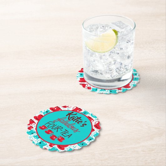 Fabulous vierenveertig-tea verjaardagsfeestje onde kartonnen onderzetters (Insitu)