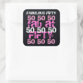 Fabulous Vijftig 50 Verjaardag Zwart Roze Feest Vierkante Sticker (Tas)