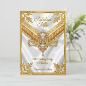 Fabulous White Silk Gold Diamonds Birthday Party Kaart (Staand voorkant)