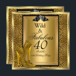 Fabulous Wild 40 40th Birthday Party Gold Leopard Kaart<br><div class="desc">Fantastische 40 40e verjaardag. Witte en zwarte goudgele wilde luipaard, Floral zilver met luipaard hoge hiel schoenen. Silver White Lace lijst. Partij voor vrouwen of een meisje. Het Formele Gebruik van de uitnodiging voor om het even welke gebeurtenisuitnodiging past zich aan om details te veranderen of toe te voegen. Alle...</div>