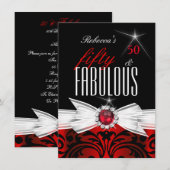 Fabulous Wild Red Black Damask 50e verjaardag Kaart (Voorkant / Achterkant)