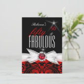 Fabulous Wild Red Black Damask 50e verjaardag Kaart (Staand voorkant)