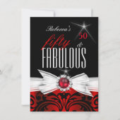 Fabulous Wild Red Black Damask 50e verjaardag Kaart (Voorkant)