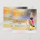 Fabulous Women Birthday Party Champagne Stiletto Kaart (Voorkant / Achterkant)