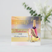 Fabulous Women Birthday Party Champagne Stiletto Kaart (Staand voorkant)
