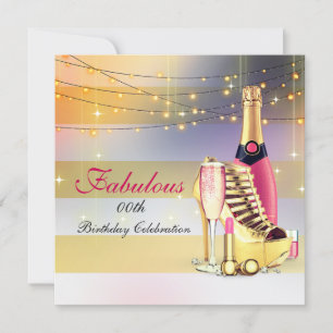 Fabulous Women Birthday Party Champagne Stiletto Kaart