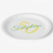 Fabulous Yellow Blauwgroen Simple Modern 50th Birt Papieren Bordje (Gekanteld)
