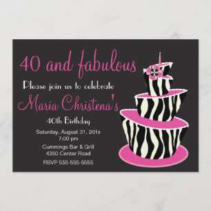 Fabulous Zebra Birthday Party Invitation (roze) Kaart