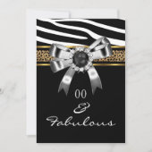 Fabulous Zebra Gold Black White Leopard Party Kaart (Voorkant)