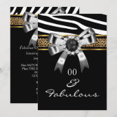 Fabulous Zebra Gold Black White Leopard Party Kaart (Voorkant / Achterkant)