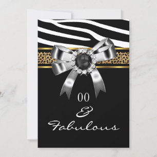 Fabulous Zebra Gold Black White Leopard Party Kaart