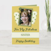 Fabulous zus foto naam groene goudverjaardag kaart (Voorkant)