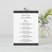 Fabulous zwart-wit polka stippen bruiloft menu (Staand voorkant)