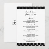 Fabulous zwart-wit polka stippen bruiloft menu (Voorkant / Achterkant)