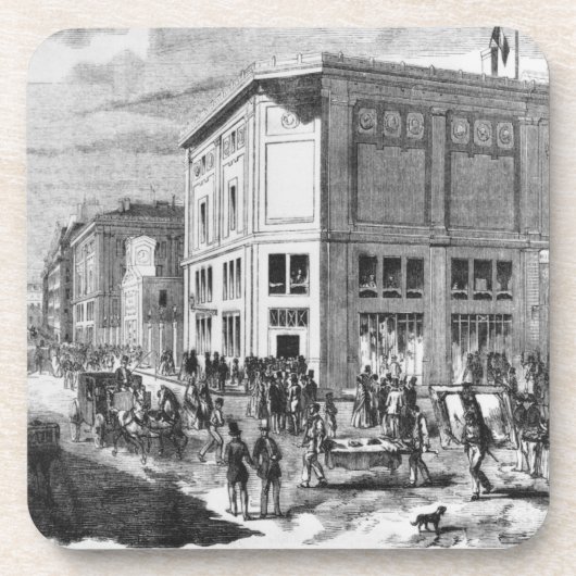 Facade of the Hotel Drouot, Parijs, c.1852 (engrav Drankjes Onderzetter (Voorkant)