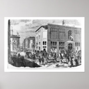 Facade of the Hotel Drouot, Parijs, c.1852 (engrav Poster