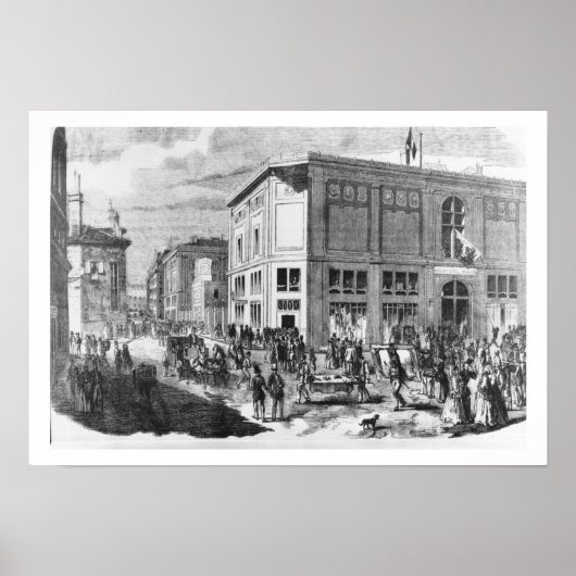 Facade of the Hotel Drouot, Parijs, c.1852 (engrav Poster (Voorkant)