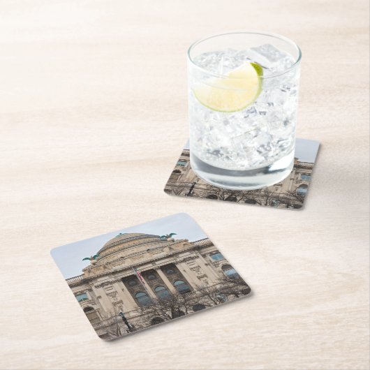 façade van landmark milwaukee public library kartonnen onderzetters (Insitu)