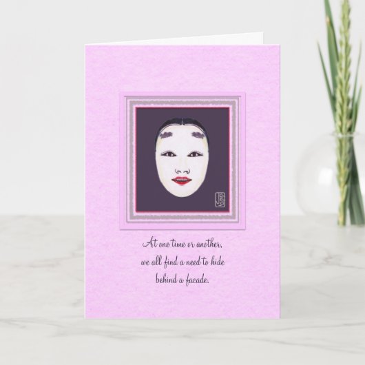 "Facade" Vrouw Noh Mask Daar voor je kaart (Voorkant)