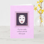 "Facade" Vrouw Noh Mask Daar voor je kaart (Gele Bloem)