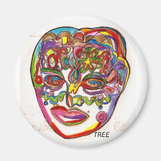 "Face 2K7" Abstract Planet Earth Face Magneet (Voorkant)