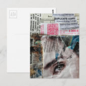 Face and Bills Abstract Mixed Media Collage Briefkaart (Voorkant / Achterkant)