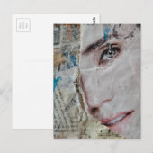 Face and Words Abstract Mixed Media Collage Briefkaart (Voorkant / Achterkant)