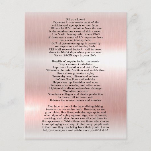 FACE-BEHANDELING Beauty Salon 4,5 x 5,6 inch Flyer (Achterkant)