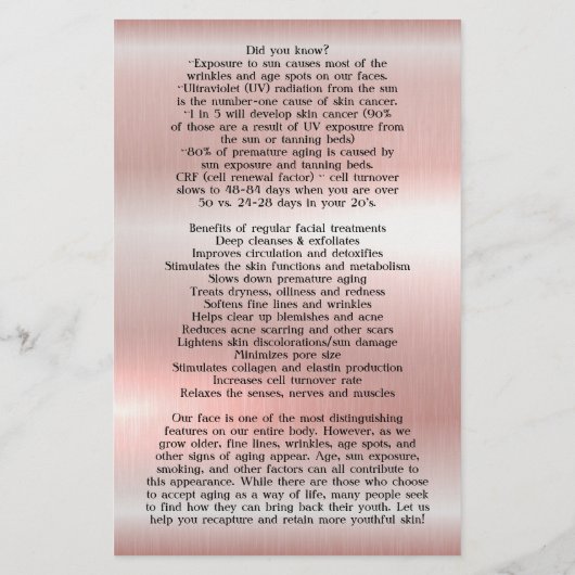 FACE-BEHANDELING Beauty Salon flyer (Achterkant)