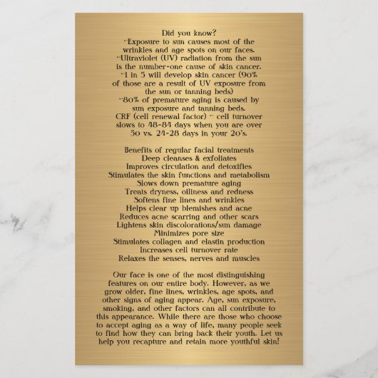FACE-BEHANDELING Beauty Salon flyer (Achterkant)