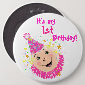 Face Birthday Girl Button (Voorkant /achterkant)