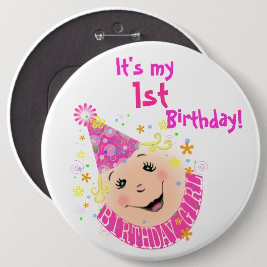 Face Birthday Girl Button (Voorkant /achterkant)