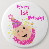 Face Birthday Girl Button (Voorkant)