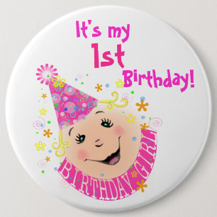 Face Birthday Girl Button
