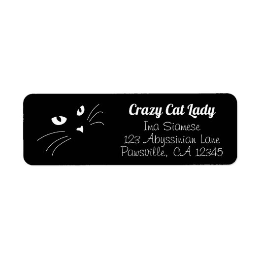 Face Black Cat retour adreslabels gepersonaliseerd Etiket (Voorkant)