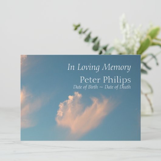 Face Cloud 2 Uitnodiging voor uitvaart (Staand voorkant)