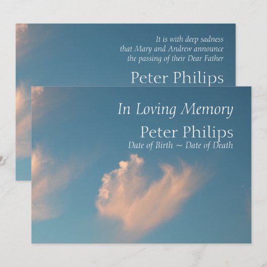 Face Cloud 2 Uitnodiging voor uitvaart (Voorkant / Achterkant)