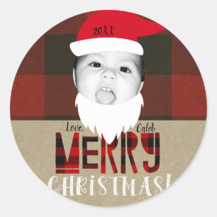Face Cute Photo Holiday Merry Kerstkerstkerstkerst Ronde Sticker