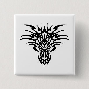 Face-Dragon-Tattoo Vierkante Button 5,1 Cm