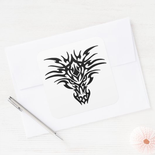 Face-Dragon-Tattoo Vierkante Sticker (Envelop)