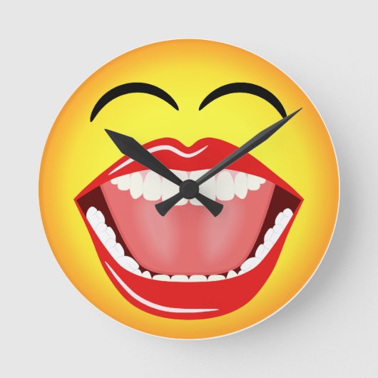 Face Emoji Humor Medium Funny Round Wall klok (Voorkant)