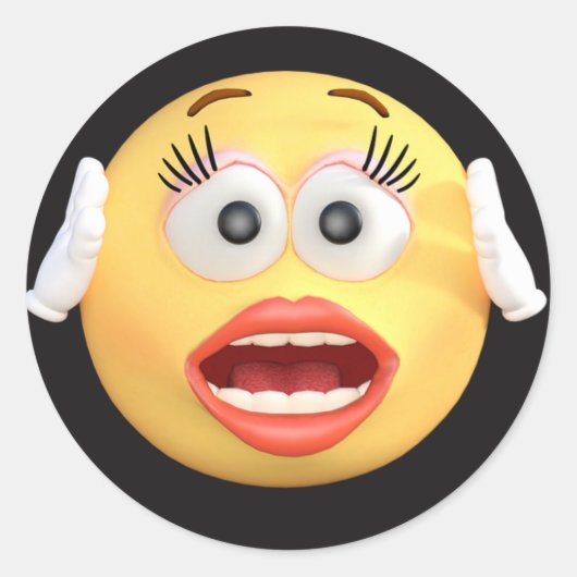 Face Emoji met verrast gezicht Ronde Sticker (Voorkant)