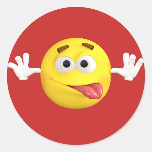 Face Emoji tikken uit Tongue Teasing Ronde Sticker (Voorkant)