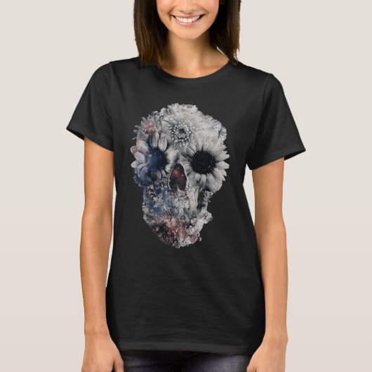 Face Floral Skull Skeleton Halloween Costume T-shirt (Voorkant)